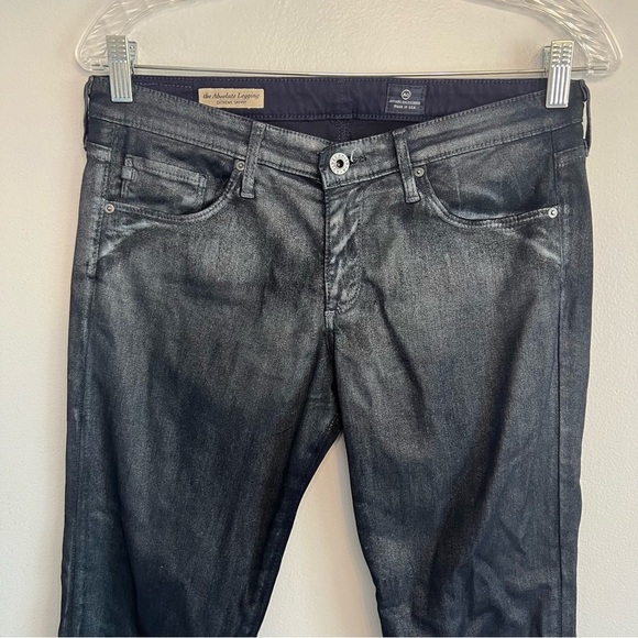 AG Womens Absolute Legging Skinny Jeans Coated Black Sz 29 Low Rise Retro 90s - Picture 2 of 12